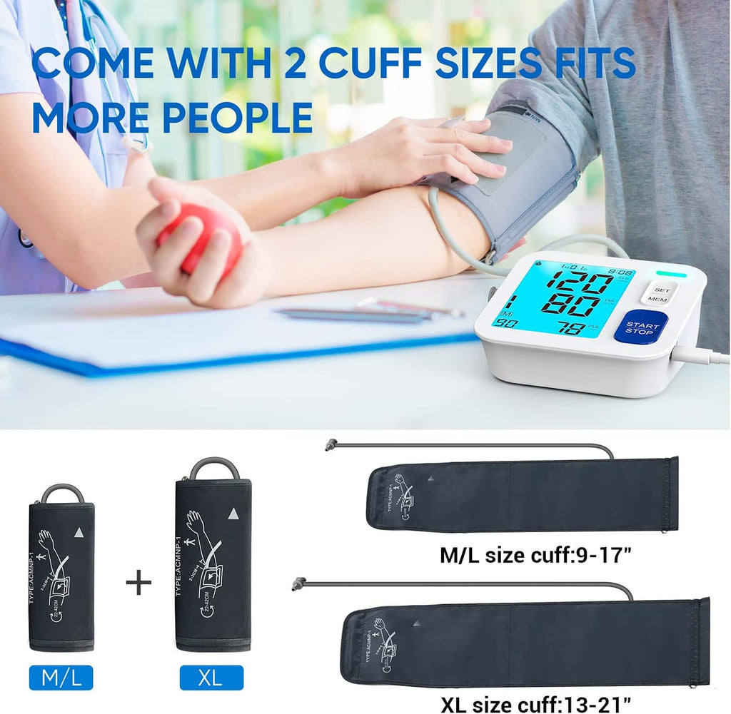 Blood Pressure Monitors for Home Use, 9-17'' & 13-21'' Extra Large Cuffs