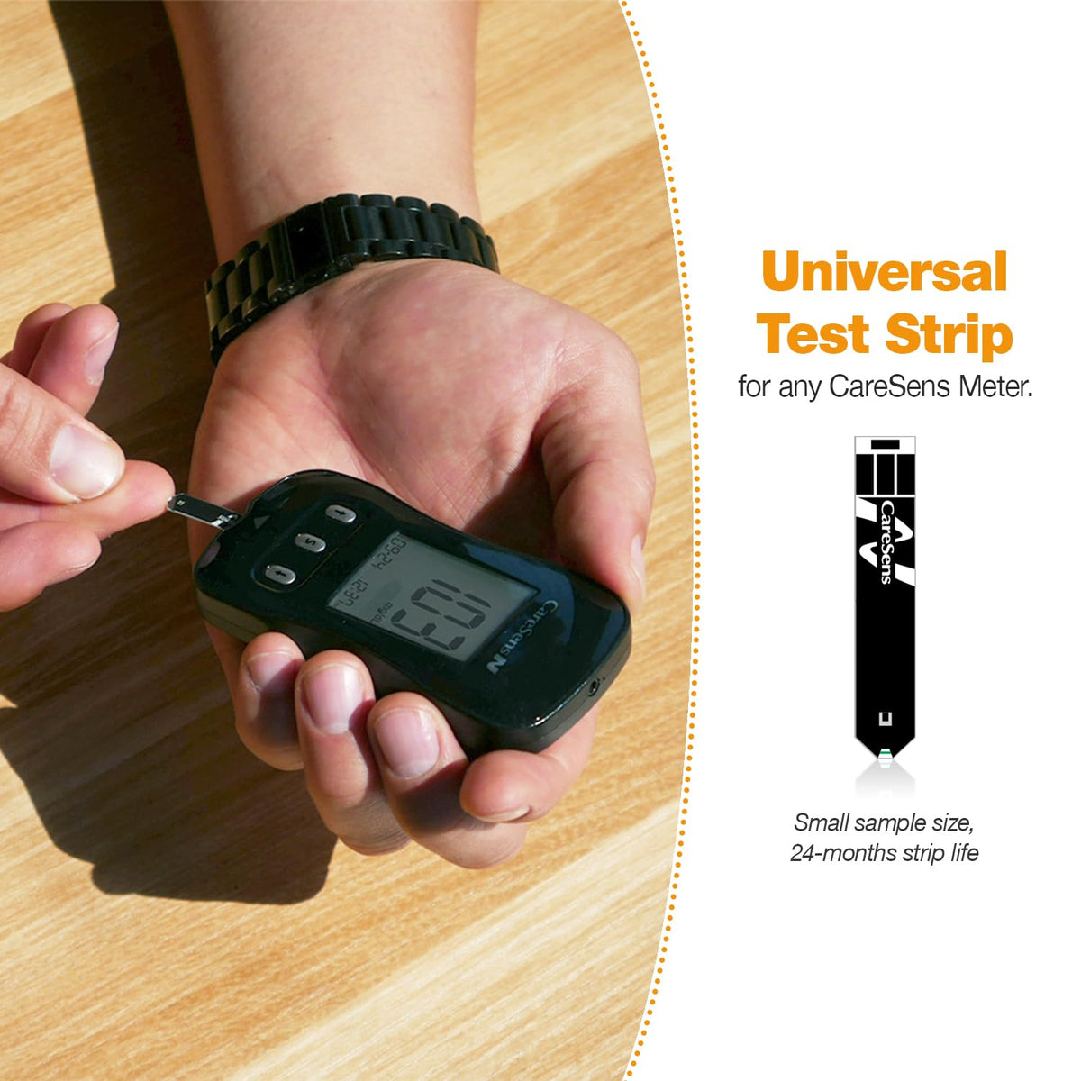CareSens N Blood Glucose Monitor Kit with 100 Blood Sugar Test Strips, 100 Lancets, 1 Blood Glucose Meter, 1 Lancing Device, 1 Control Solution, Travel Case for Diabetes Testing for Personal Use