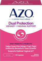 AZO Dual Protection, Urinary + Vaginal Support, Prebiotics and Probiotics for Women*, Starts Working Within 24 Hours, Non-GMO, 30 Count