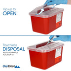 Large Sharps Container for Home Use and Professional 1 Gallon (2-Pack), Biohazard Needle and Syringe Disposal, Pop Up Lid, CDC Certified