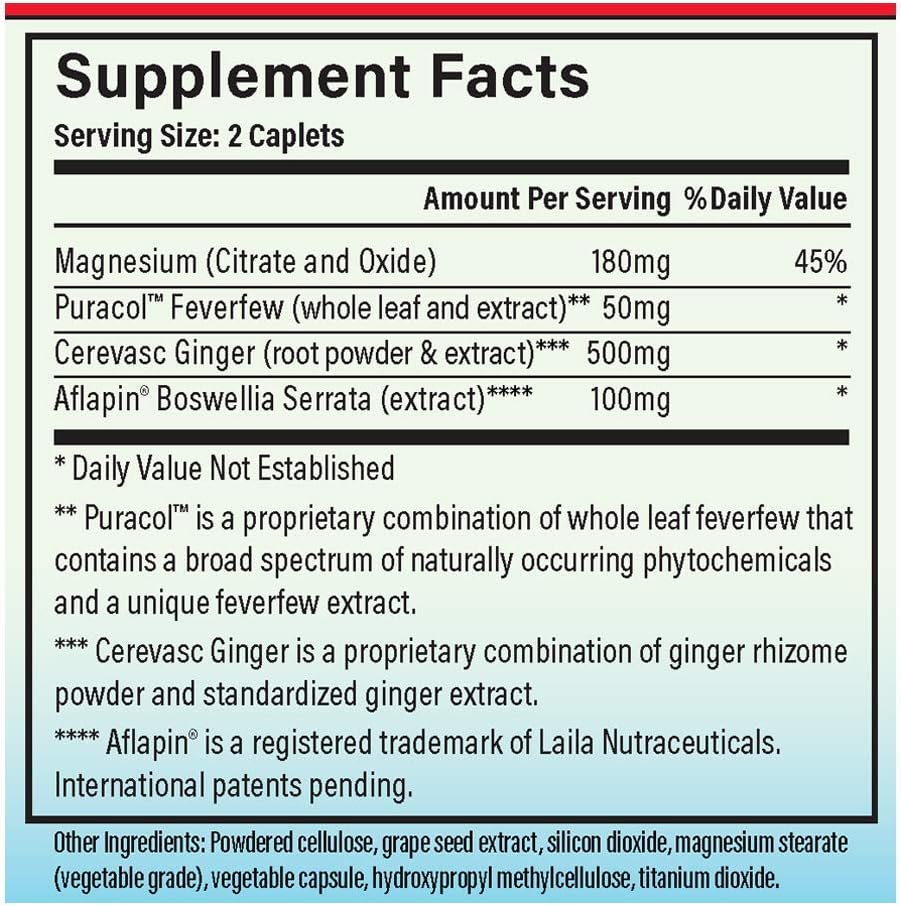 MigreLief-Now Fast-Acting Formula, As-Needed Nutritional Support for Migraine and Headache Sufferers - 60 Vegetarian Capsules