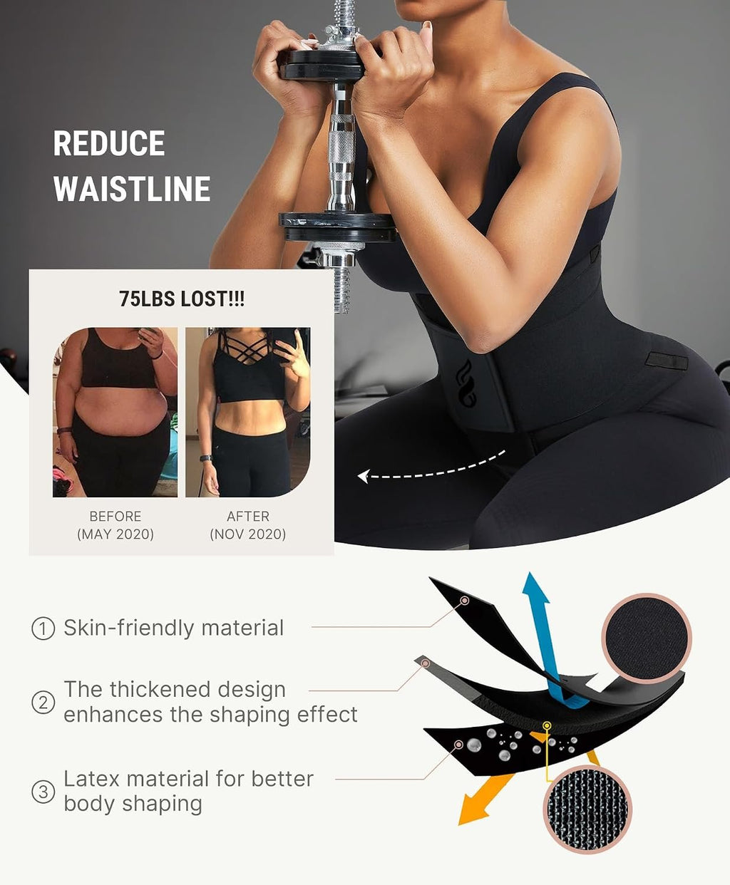 FeelinGirl Waist Trainer Belt Cincher Corset Tummy Control Faja Body Shaper