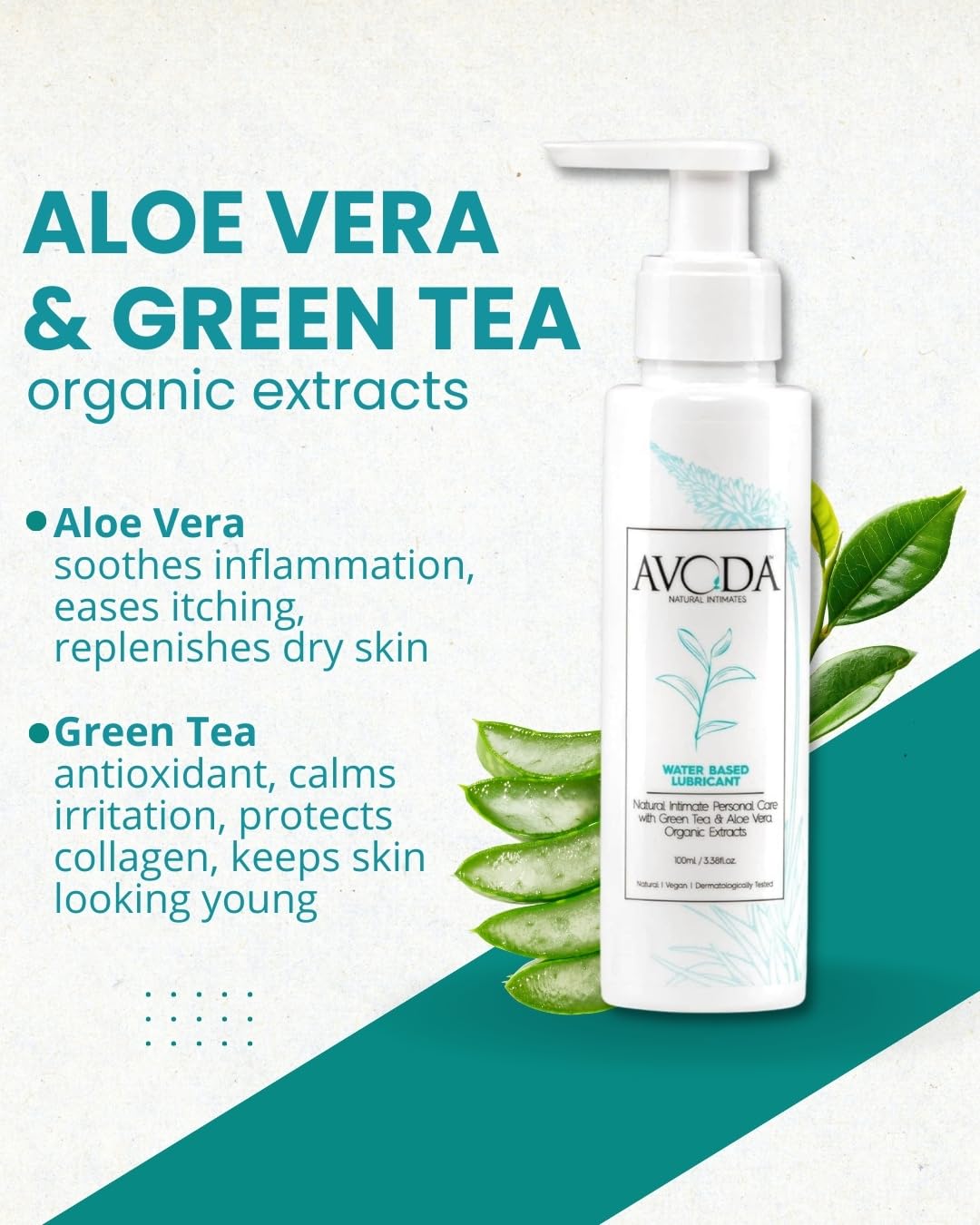 Avoda Natural Intimates Water Based Personal Lubricant Gel 100ml for Couples (Organic Extracts, Dermatologically Tested)