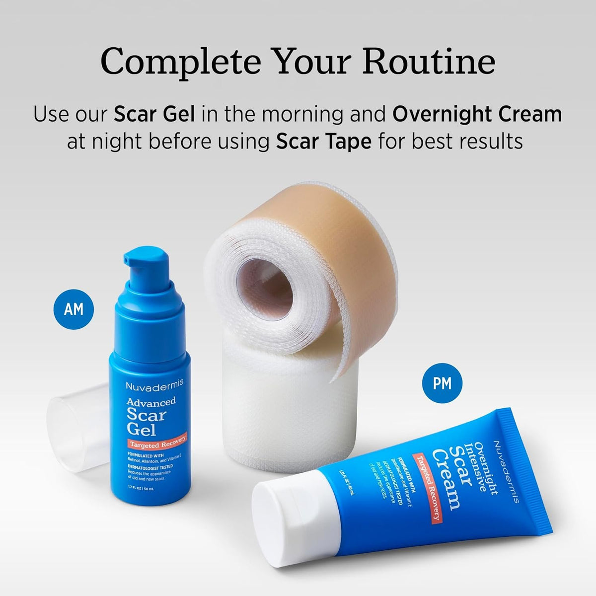 NUVADERMIS Scar Cream Gel for Surgical Scars | Retinol & Vitamin E, 1.7oz | Scar gel for surgical scars, c-section, keloid, and acne scars. Dermatologist recommended with retinol and vitamin E.