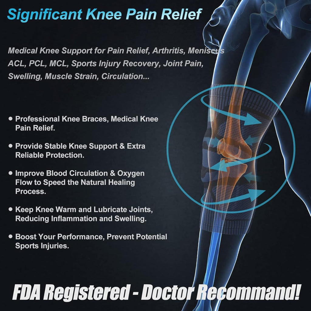 NEENCA Professional Knee Brace for Pain Relief, Medical Knee Support with Patella Pad & Side Stabilizers, Compression Knee Sleeve for Meniscus Tear, ACL, Joint Pain, Runner, Workout - FSA/HSA Eligible