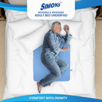 Simon's Cotton Adult Reusable Classic Bed Underpad for Elderly, Heavy Absorbency Large Size 34 X 36 Inches | Leak Proof 4 Layer Design Protects Surfaces for Incontinence Patients– Blue | Pack of 1