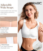 BRABIC Zip Front Closure Everyday Bra for Women Post Surgery Compression Support with Adjustable Straps Wirefree