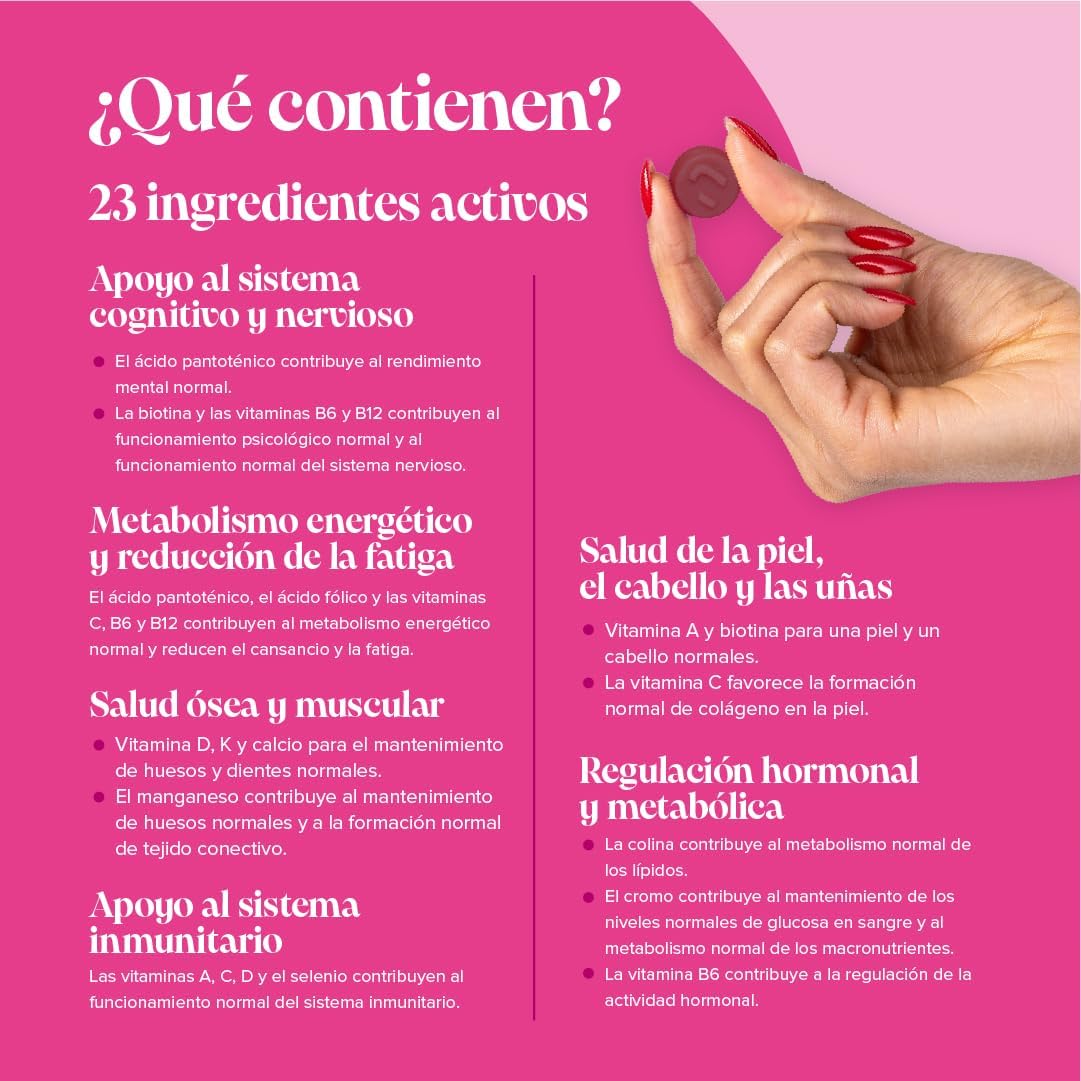 Women's Multivitamins - 60 Gummies with Vitamins for Hair, Marine Collagen and Hyaluronic Acid - Vitamin C, A, D, B, Biotin and Zinc - Multivitamin with Minerals and Probiotics - Novomins
