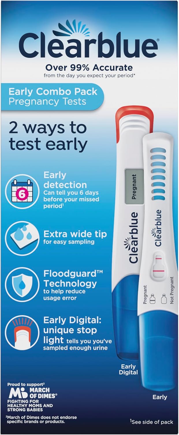 Clearblue Early Pregnancy Test Kit, at-Home Pregnancy Test Kit for Women, hCG Hormone Pregnancy Tests with Easy-to-Read Results, 2 Tests