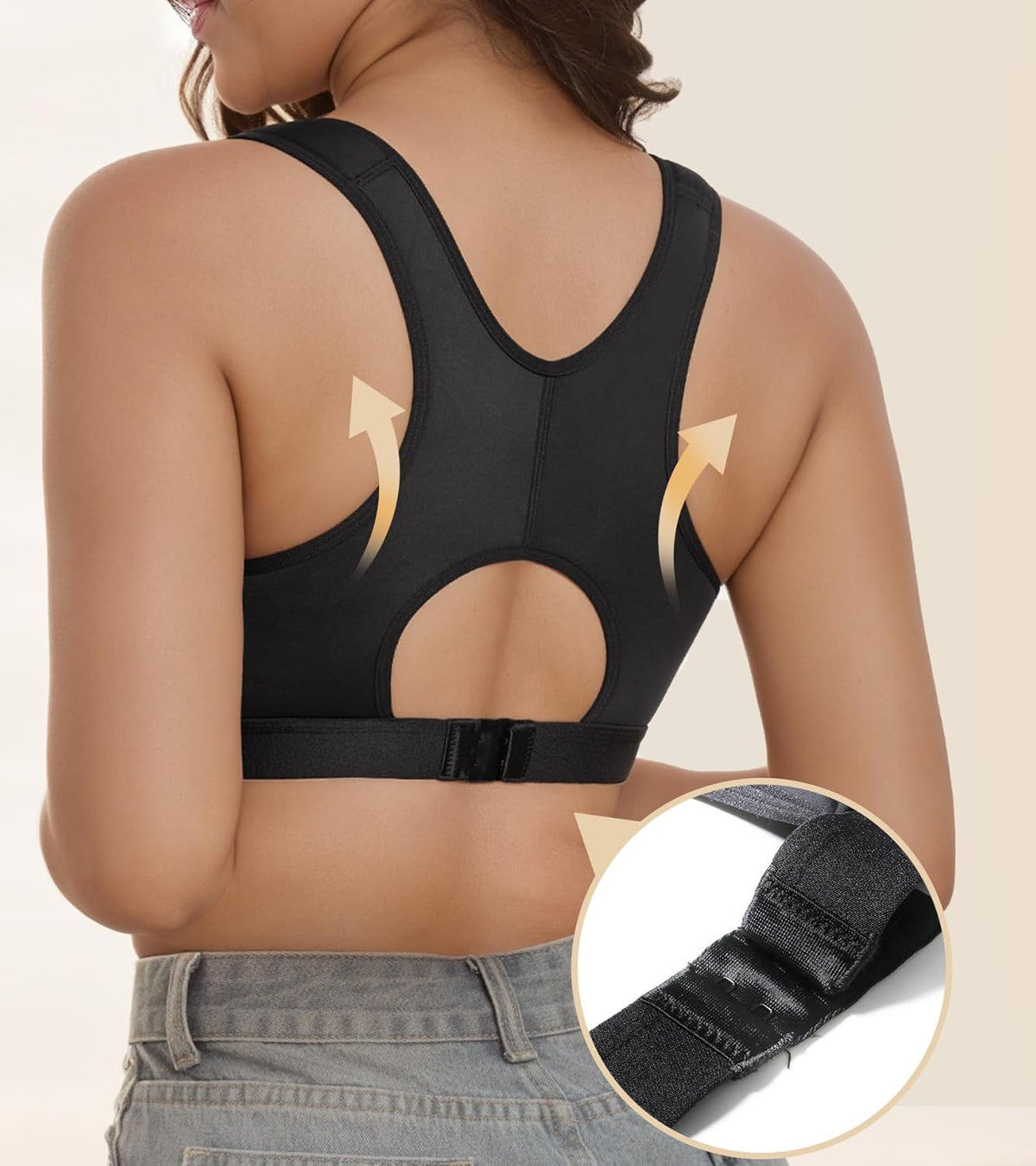 Lemorosy Post-op Bra with Front Closure for Women Plus Size Without Underwire Adjustable Sports Back Comfort Support