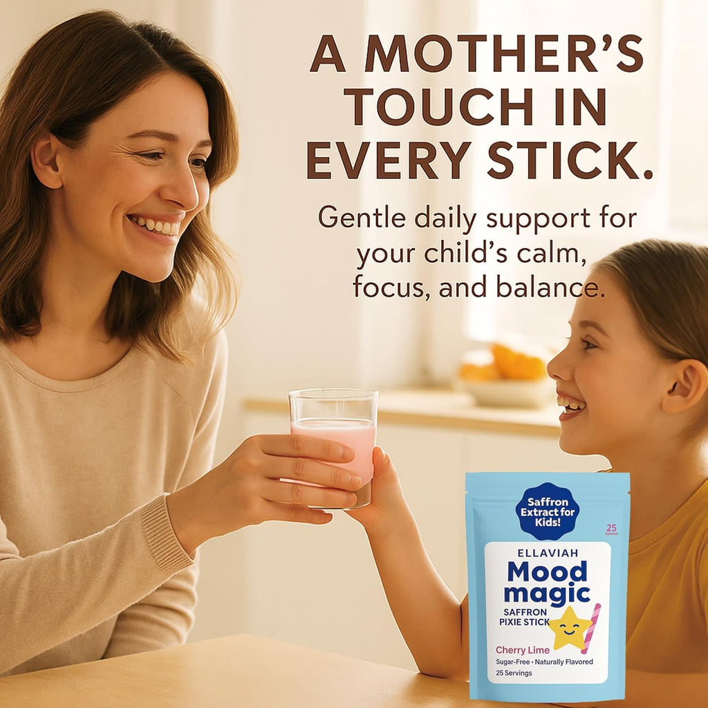 Saffron Mood Balance Supplement for Women – With Magnesium & Vitamin D | Sugar-Free Cherry Lime Sticks | Support Emotional Calm, Focus & Daily Wellness