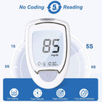 Glucose Monitor Kit, High Accuracy Blood Sugar Testing Kit with 100 Glucometer Strips & 100 Lancets, Larger-Screen Glucose Monitor with Lancing Devices, No Coding, Portable for Home or Travel