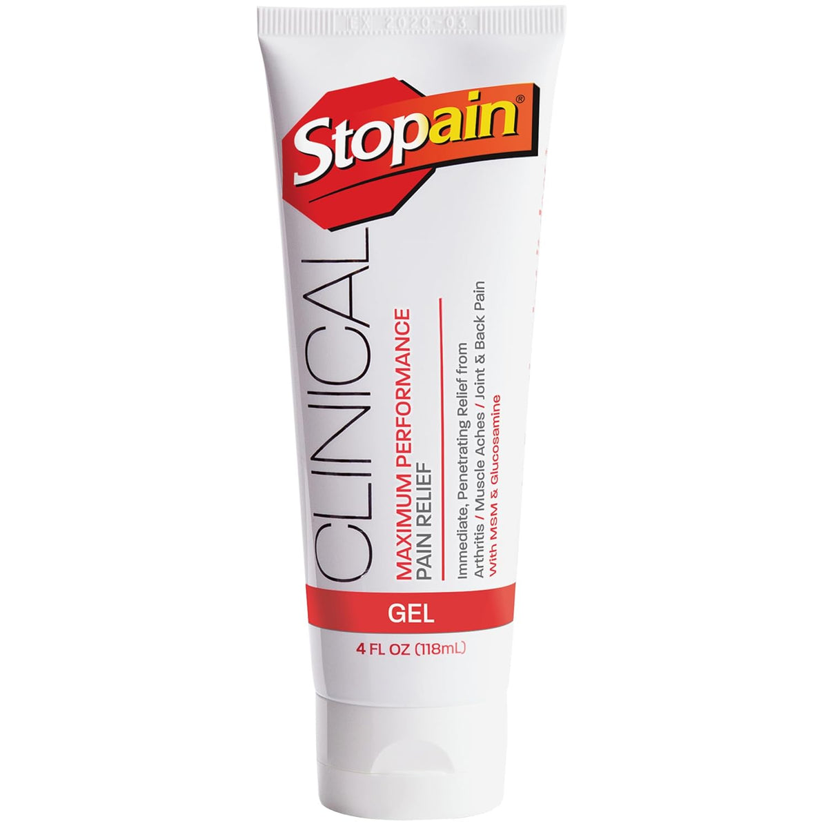 Stopain Clinical 10% Menthol Pain Relief Gel (4 oz Tube), Professional Strength Topical Analgesic for Back, Knee, Joint and Arthritis Pain Relief, Made in USA