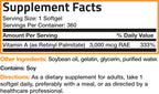 Bronson Vitamin A 10,000 IU Healthy Vision and Immune Support, 360 Softgels | Vitamin A Palmitate, Once-Daily Rapid Release, Skin, Growth & Reproduction Support, Non-GMO