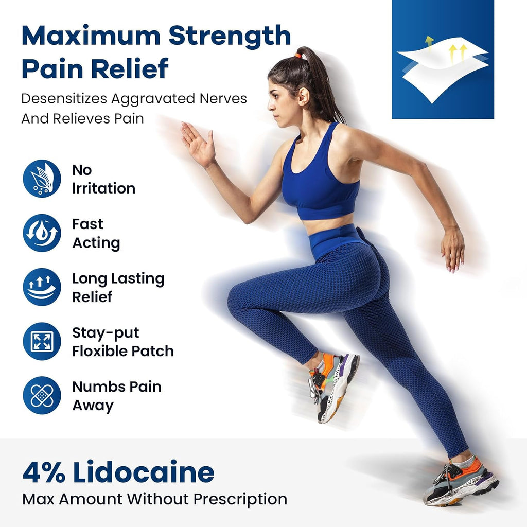 Sumifun 4% Lidocaine Pain Relief Patches, Maximum OTC Strength, 29 Count
