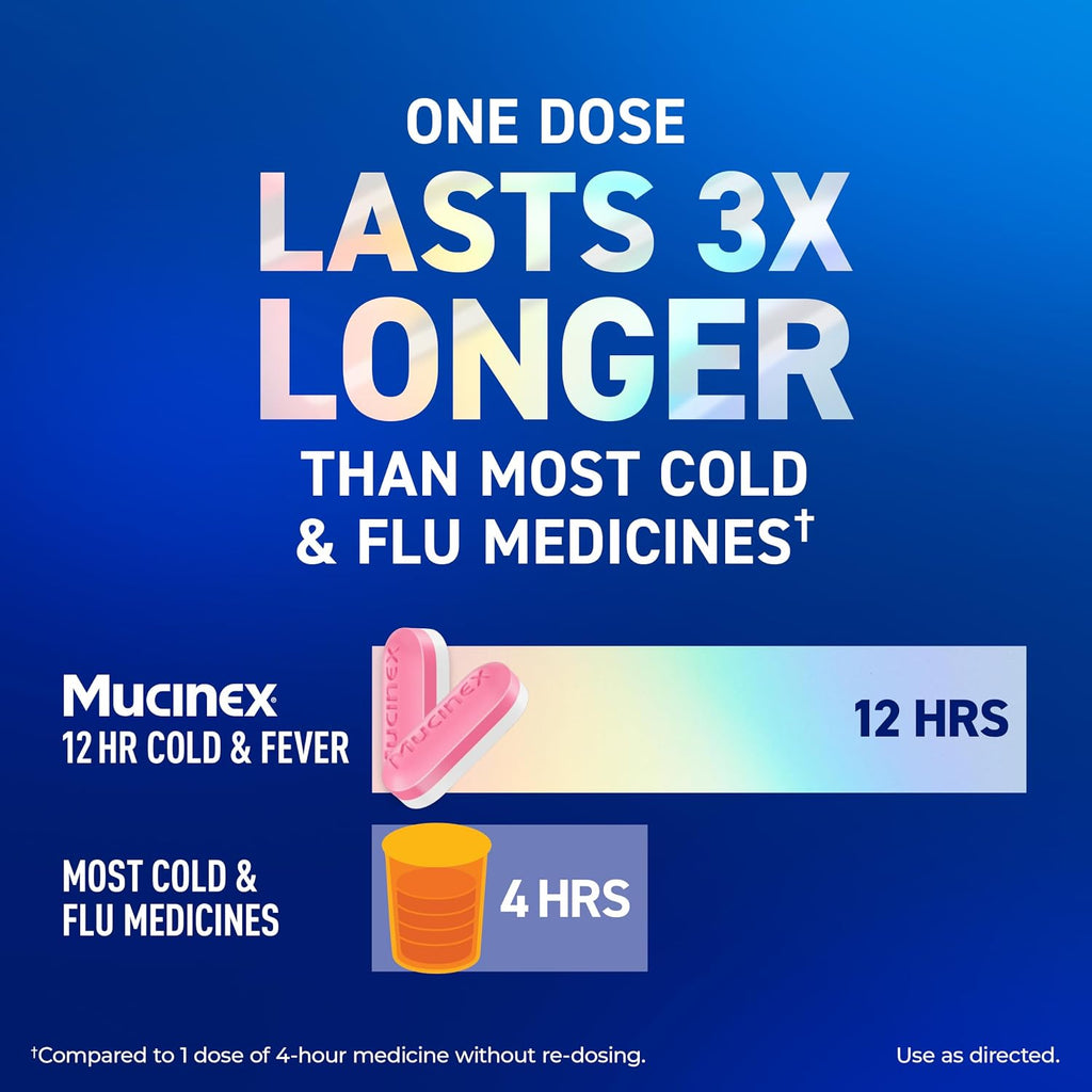 Mucinex 12Hr Cold and Flu Medicine for Adults, All Day Relief, 16 Tablets