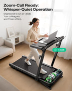 UREVO Foldable Treadmill with Adjustable Laptop Desk, 12% Auto Incline