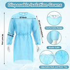 Xuhal 150 Pack Disposable Isolation Gowns PPE Gowns Disposable Bulk,Blue | Spunbonded Polypropylene, 46 in Length, Elastic Cuffs, Neck and Waist Ties, for Home Isolation, Labs, Dental, Beauty Agencies