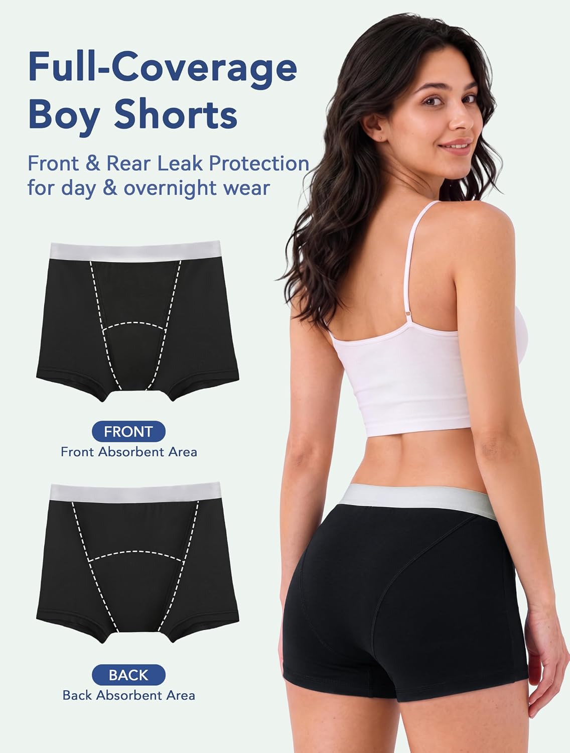 TIICHOO Period Underwear for Women Heavy Flow Leakproof Boyshorts 5 Pack