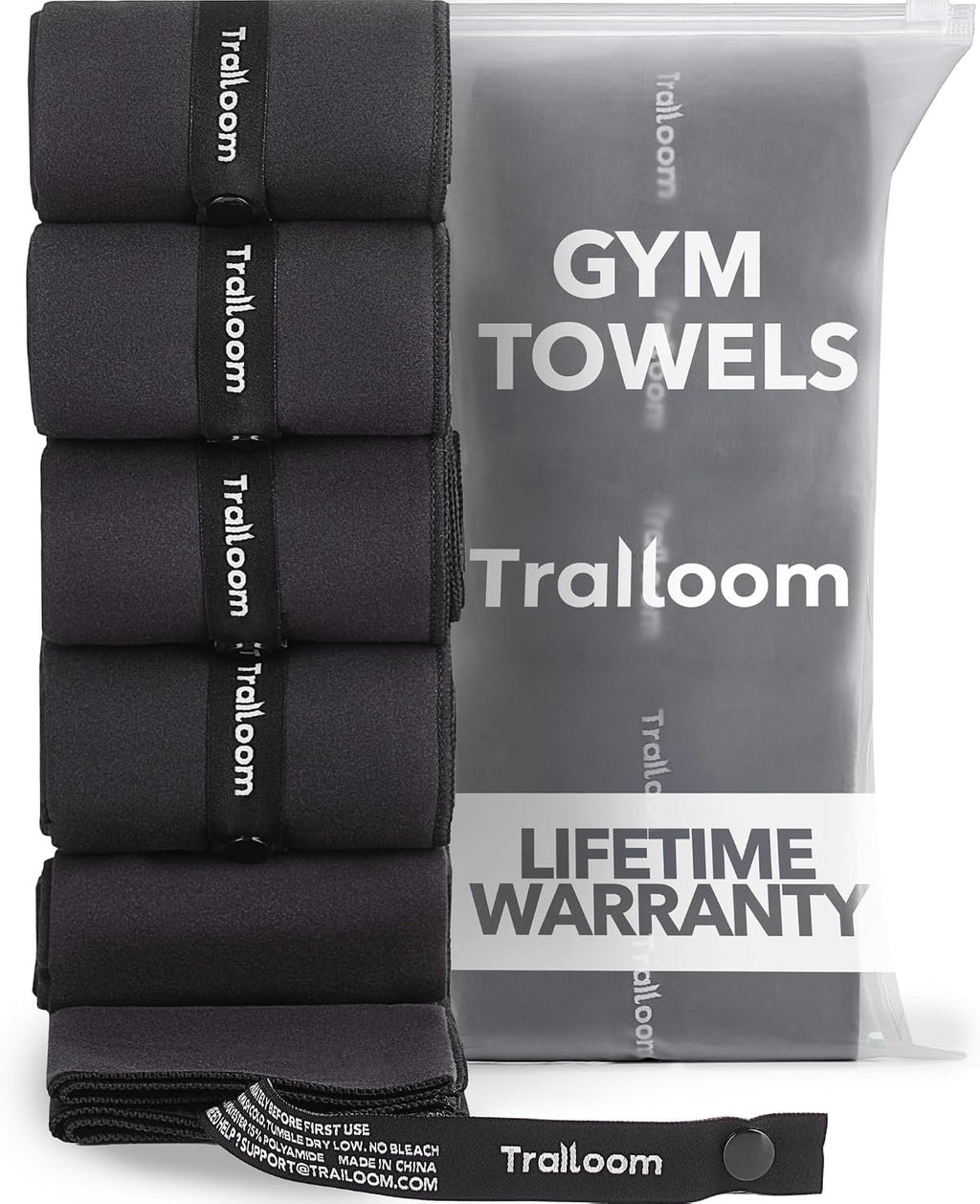 Trailoom Microfiber Gym Towels, Quick Dry, Highly Absorbing, Odor-Free | Men & Women - Workout Sweat Sports Towel for Hot Yoga, Tennis, Running, Exercise, Working Out, Camping, Set of 5