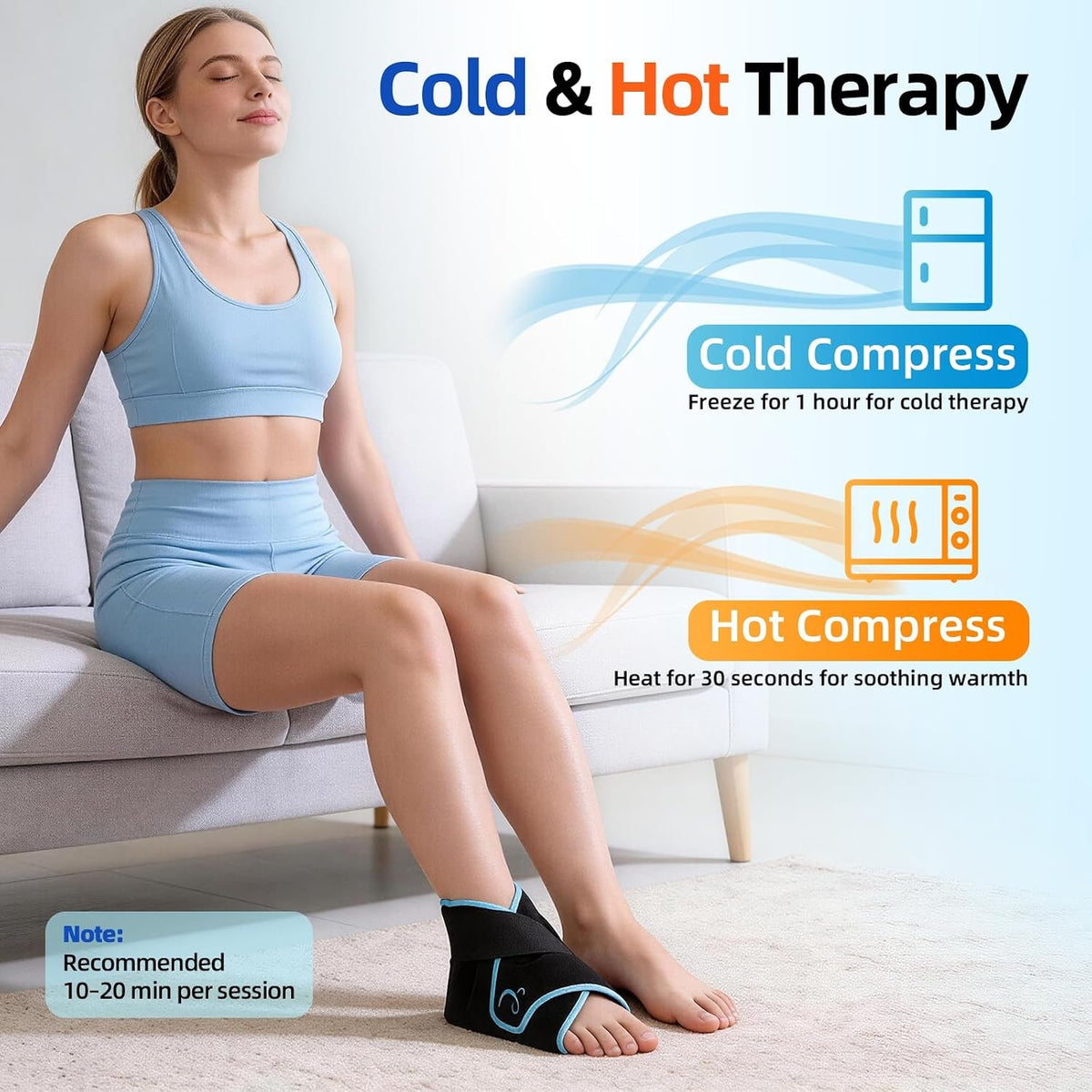 Comfytemp Ankle Foot Ice Pack Wrap for Plantar Fasciitis Relief, Heel Pain