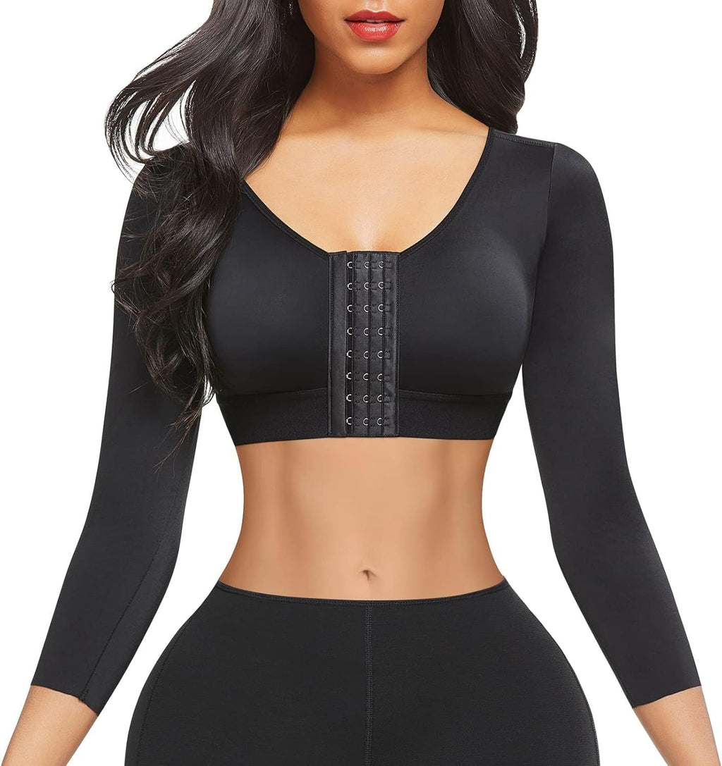 Women's Arm Shaper Tops Arm Lift Slimmer Compression Sleeves Support Garment Post Surgical Corrector, Slimming Arm Front Closure Shapewear Bra (SIZE XL)