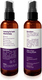 Brookethorne Naturals Calm Aromatherapy Mist | Lavender Pillow Spray 4oz | Lavender & Chamomile Essential Oil room, linen & bed spray | Calming scent for Relaxation & Sleep | Paraben-free, made in USA