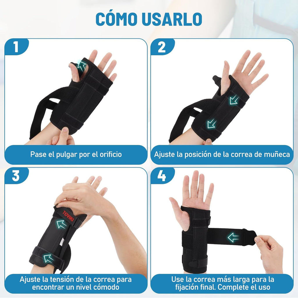 Carpal Tunnel Wrist Brace with 1 Splints 2 Support Bars and Soft Thumb Opening, Orthopedic Wrist Brace for Sprain Arthritis - Tendonitis Wrist Brace for Men and Women (Right)