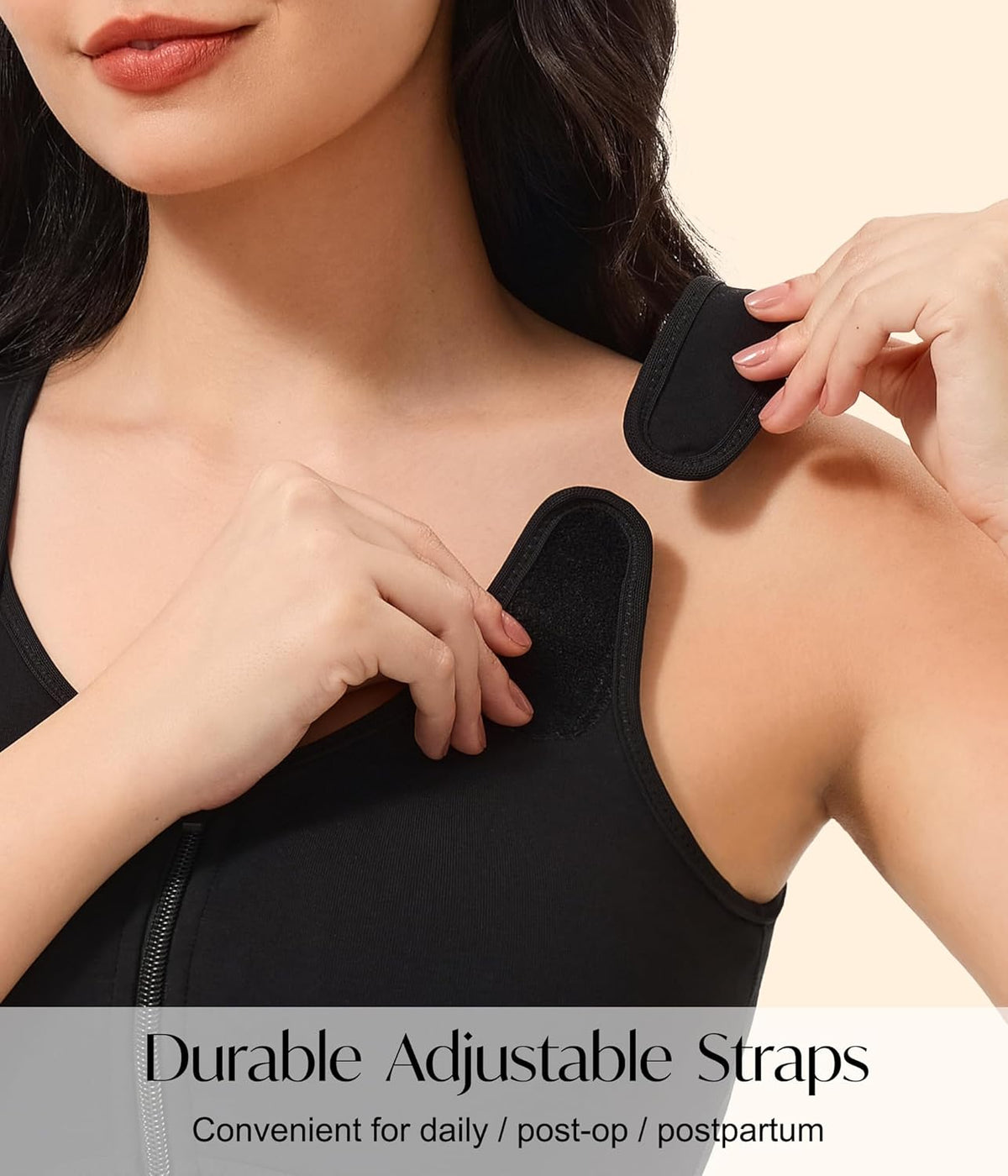 CYDREAM Zip Front Closure Wireless Bras for Women Full Coverage Post Surgery Compression Back Smoothing Comfort Adjustable