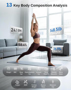GE Smart Scale for Body Weight BMI Body Fat, Digital Bluetooth Scale 400lb | 13 Body Composition Monitor Health Analyzer for Home Gym, Accurate Bathroom Scale, App Sync Weighing Capacity Black 11inch