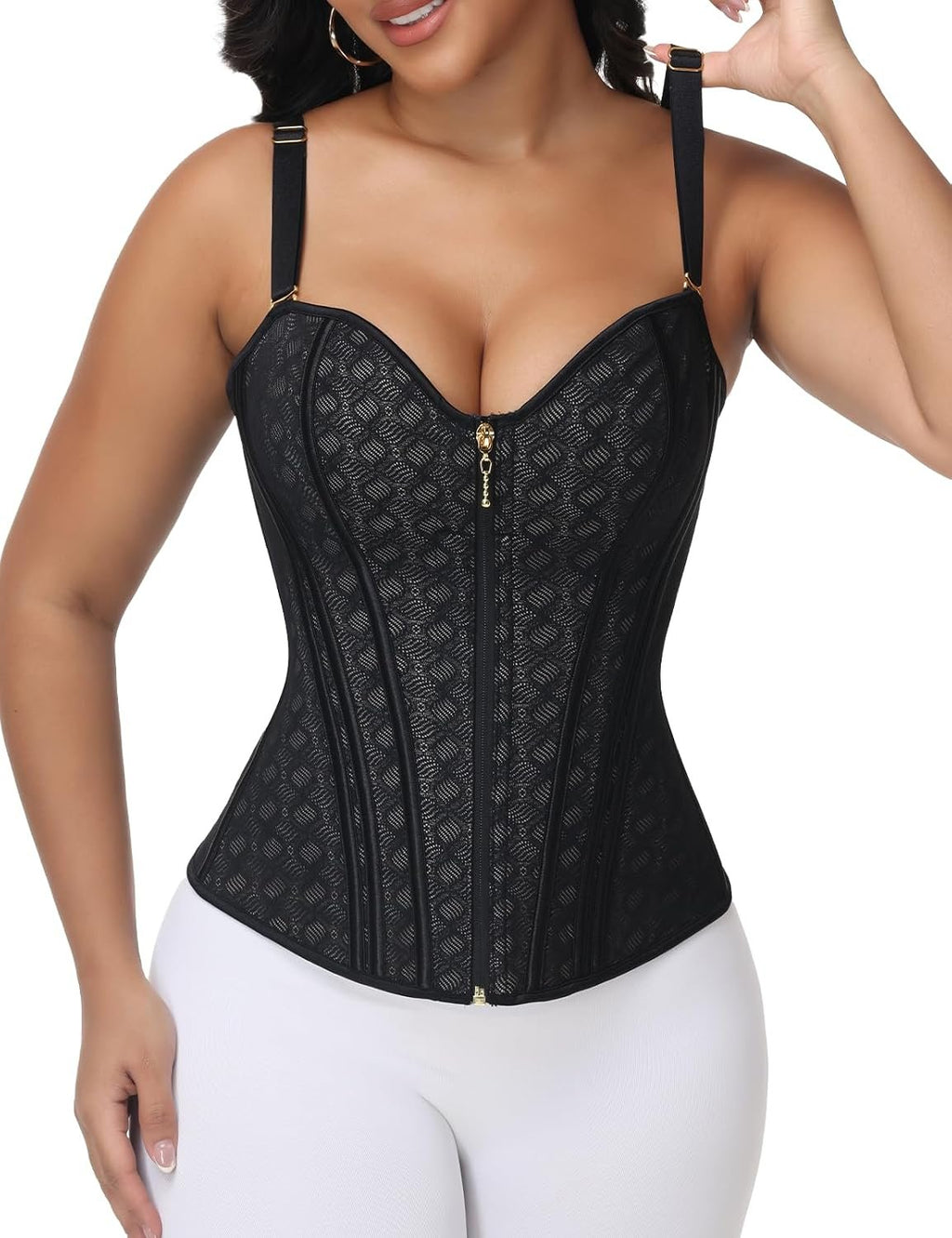 SHAPSHE Waist Trainer for Women Bustier Corset Overbust Sexy Top Tummy Control Shapewear for Going Out Party with Zipper
