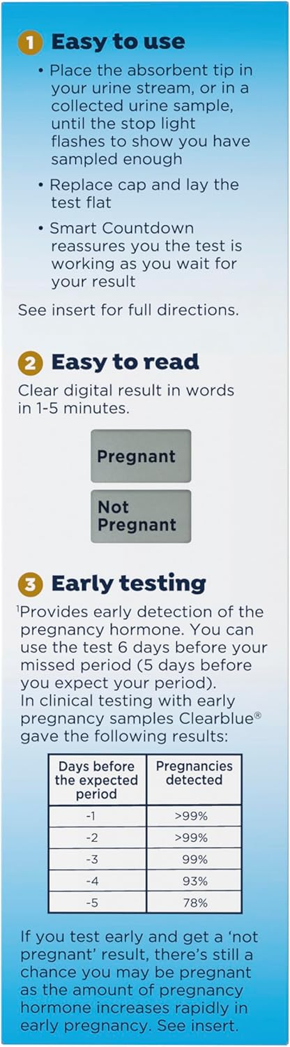 Clearblue Early Digital Pregnancy Test, Early Detection at Home Pregnancy Test, 5 Ct