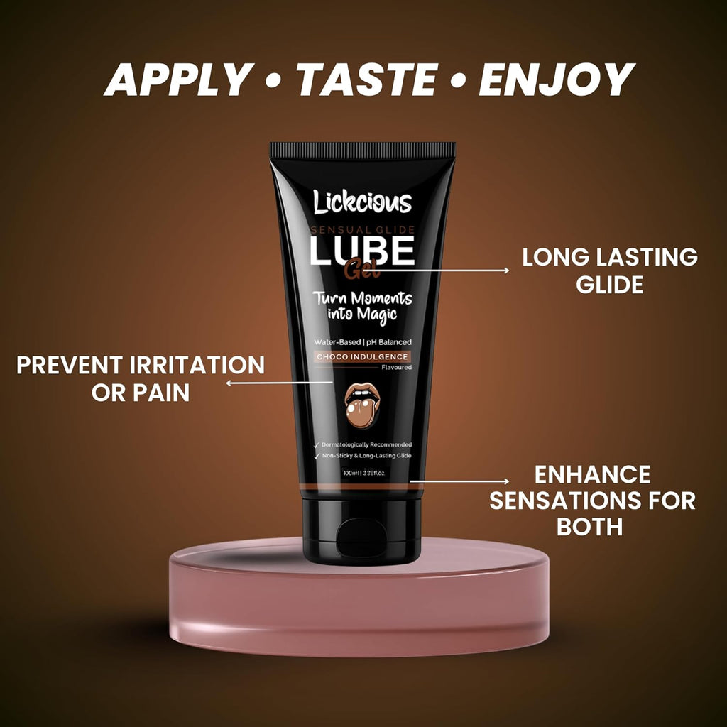 Choco Indulgence Edible Water-based Lubricant for Couples | Long-Lasting, Non-Sticky, pH-Balanced | Vegan, Dermatologically Tested | Made in India, Discreet Pack | 100 ml