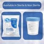 Vakly Sterile Specimen Cups 4 oz, Urine Collection Cups 3 Count | Individually bagged sterile cups with screw-on lids for urine collection, specimen testing, and secure sample handling