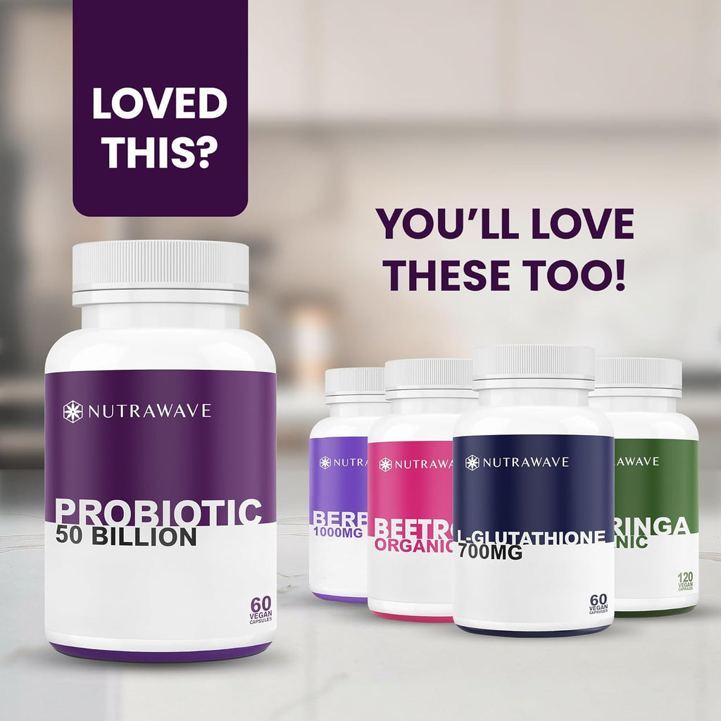 Nutrawave 50 Billion Daily Probiotic for Men & Women – 15 Strains of Live Cultures | 60 Vegan, Gluten-Free Capsules
