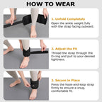 Adjustable Ankle Weights for Women and Men, 1 Pair (2–10 lbs) | PU Leather Leg Weights, Easy-Clean Surface, Removable Weight Bags, for Walking, Running, Pilates, Physical Therapy