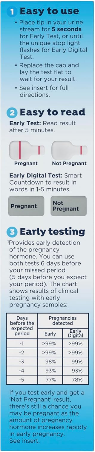 Clearblue Early Pregnancy Test Kit, at-Home Pregnancy Test Kit for Women, hCG Hormone Pregnancy Tests with Easy-to-Read Results, 2 Tests