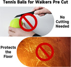 Pre-Cut Tennis Balls for Walkers, 4 Pack Walker Glide Ball Accessories | Heavy Duty Long Lasting Walker Accessories,Silent Gliding,Floor Protection,Easy to Install,Fits Furniture & Walker Legs