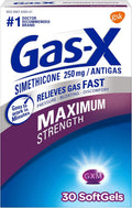 Gas-X Maximum Strength Softgels, Gas Relief, 30 Count | Simethicone 250mg Maximum Strength Chewable Tablets, Fast Gas and Bloating Relief, GLP-1 Support