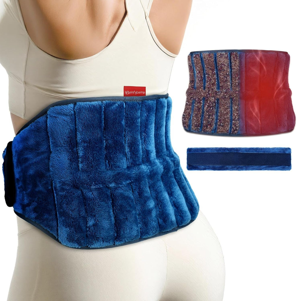 Comfytemp Microwavable Moist Heating Pad for Back and Waist Pain Relief | FSA Eligible HSA Warm Compress for Sciatica, Lower Back, Period Cramps, Hot Therapy for Women, Men, Home Office, Comfort Gift