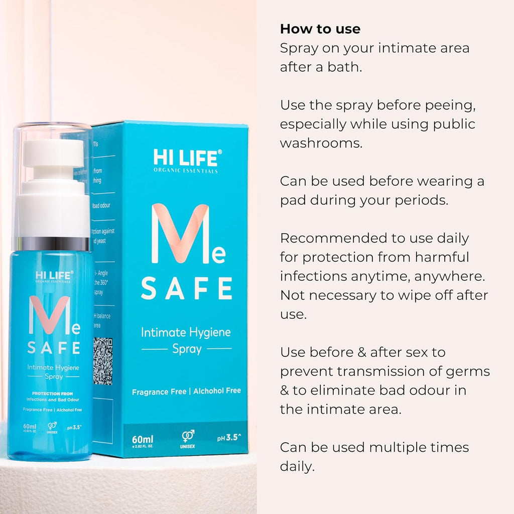 Hi Life Intimate Wash & Intimate Hygiene Spray Combo | Vaginal Wash with Anti-Fungal & Anti-Bacterial Properties | Prevents Itching, Irritation, Dryness, Odor & Rashes | 60ml (Pack of 2)