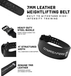 Gymreapers Leather Weightlifting Belt for Bodybuilding, Squatting, Lower Back Support & Back Pain - Real Leather, Adjustable Buckle Sizing - Men Women