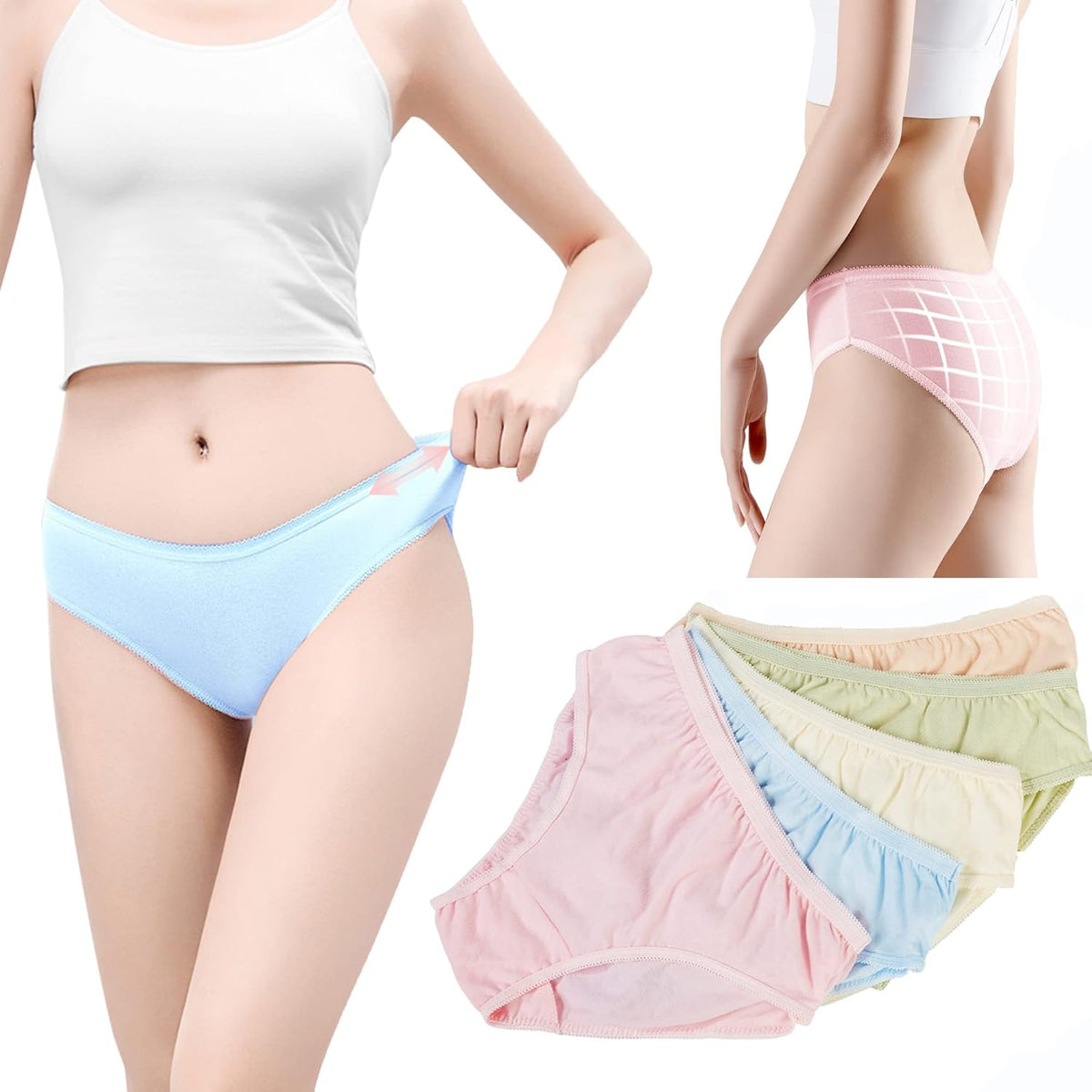 Women's Disposable Underwear For Travel Colorful Cotton Panties Ladies Briefs Hotel Spa Hospital Stays Emergencies