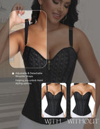 SHAPSHE Waist Trainer for Women Bustier Corset Overbust Sexy Top Tummy Control Shapewear for Going Out Party with Zipper