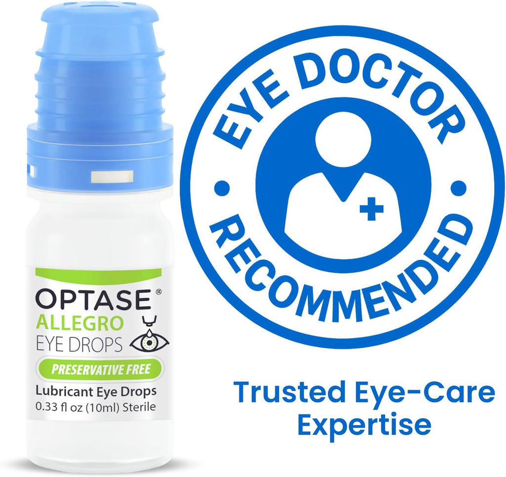 Optase® Allegro Lubricant Eye Drops, 0.33 fl oz | Preservative Free Lubricant Eye Drops - Artificial Tears for Environmental Irritants - Contact Lens Compatible - 300 Doses
