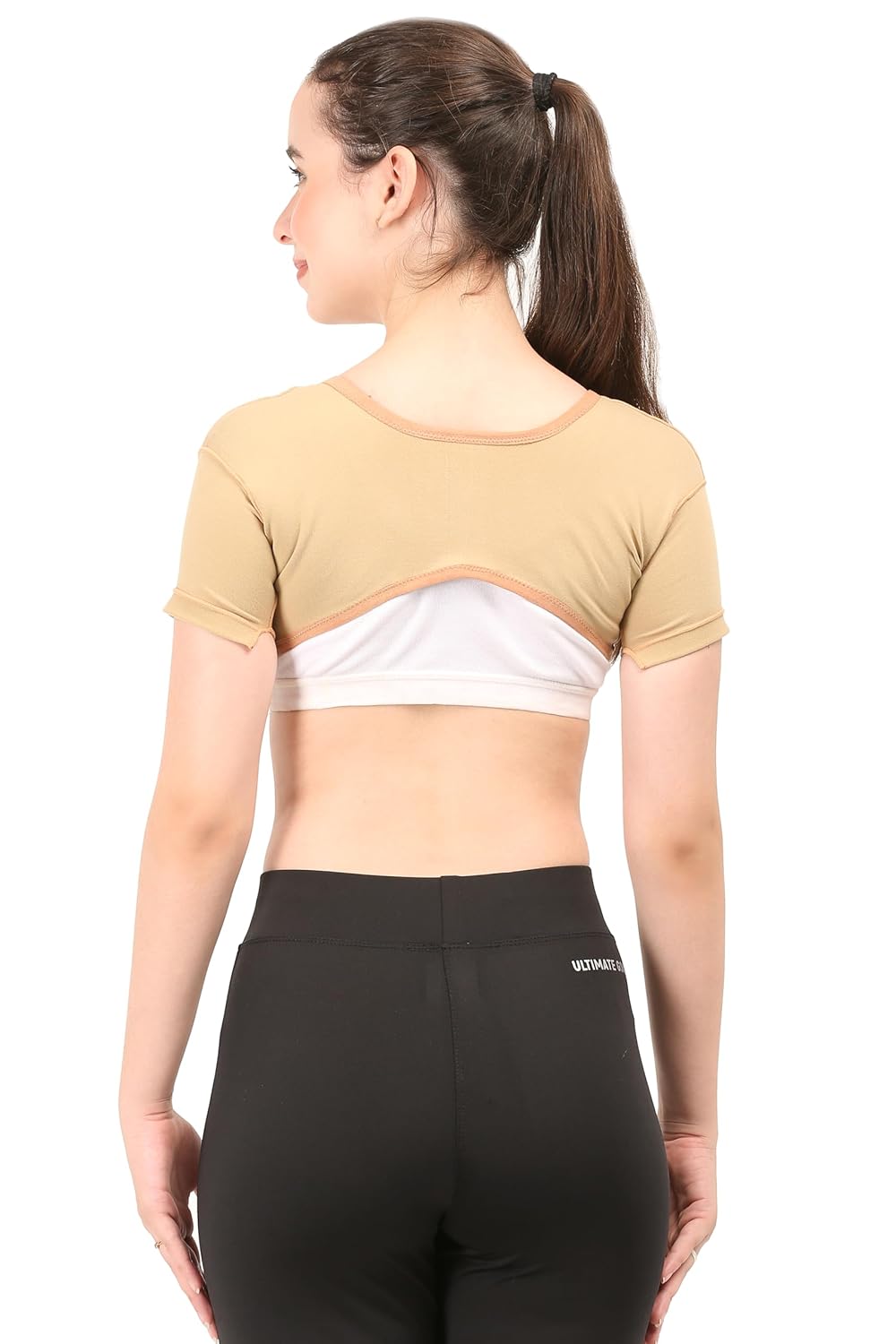 Post Surgical Axillary Breast Support with Axillary Compression Band || MODERATE COMPRESSION || Liposuction Compression Garment || Front Hook Adjustment (Medium, Beige)