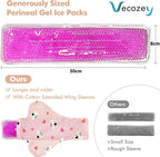 Vecozey Postpartum Ice Pads Set, 2 Perineal Cold Pack & 2 Breast Therapy Ice Packs with Soft Washable Covers, Hot & Cold Postpartum New Mom Essentials Kit for Engorgement, Mastitis, Hemorrhoids & After Birth Recovery