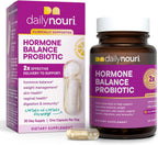 Daily Nouri Hormone Balance Probiotics for Women | Hormone Balance for Women | PMS, Hormonal Acne, & Bloating Support | 7 Clinically Studied Strains + Omega | 30-Day Supply