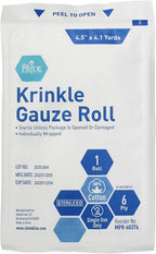 MED PRIDE Sterile Krinkle Gauze Rolls,6-Ply Cotton,4.5 in x 4.1 yd,6-Pack