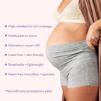 PurComfy 10 Pcs Postpartum Underwear for Women, High Waisted Disposable Boyshort Underwear for Mom Postpartum, Seamless Under Wear for Postpartum Essentials, Waist 28"- 42" Stretched, Grey